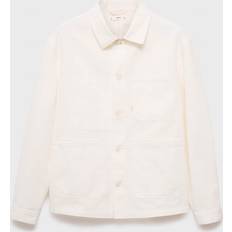 Mango White Outerwear Mango 100% Cotton Jacket With Pockets - Off White