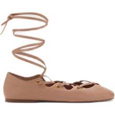Mango Low Shoes Mango Leather Ballet Flats With Crossed Straps - Pink