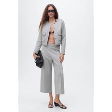 Mango Jackets Mango Cotton Cropped Jacket With Pockets Medium Heather Grey