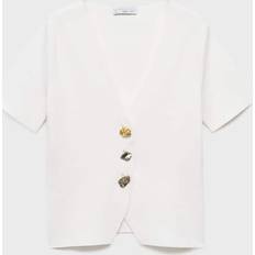 Mango Dam Koftor Mango Knitted Cardigan With Jewel Button - White