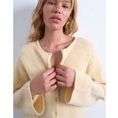 Topshop Knitted Easy Ribbed Relaxed Cardigan - Yellow