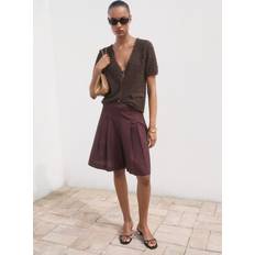 Mango Överdelar Mango Shortsleeved Bouclé Cardigan Dam Koftor - Dark Brown