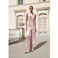 Mango Satin Tops Mango Crinkle-Effect Satin Blouse Pastel Pink
