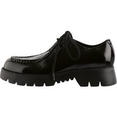 38 ½ - Dame Derby Högl Læderloafer Med Tonal Snøring - Sort