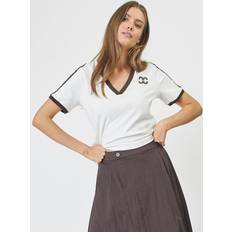 Brun - Fitness T-shirts Co'Couture EdgeCC Stripe V-Tee Sporty Top - Hvid