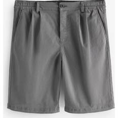 Pleats Shorts Threadbare Pleated Relaxed Fit Stretch Chino Shorts - Grey