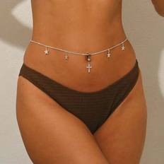 Body Chains Shein New Summer Beach Cross Belly Button Ring Waist Chain - European American Star