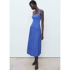 Mango A-Linien Baumwollkleid Damen - Blau