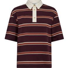 Beige - Dame Polotrøjer Co'Couture Augustacc Stripe Polo Tee T-Shirt - Brun