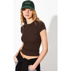 Bershka Bruna T-shirts Bershka Brun T-Shirt Med Rund Halsringning Korta Ärmar