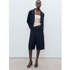 Mango Dame Shorts Mango Mid-rise Denim Bermuda Jorts Open Blue