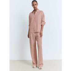 Mango Dam Skjortor Mango Striped Straight Shirt Burnt Orange