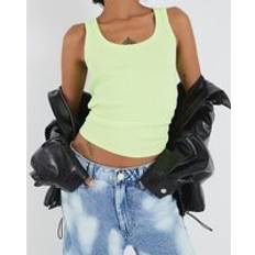 M Tank Tops River Island Sleeveless Ribbed Tank Top - Green