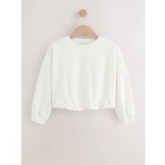 Boxy Bubble Hem Sweatshirt - Hvid