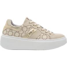 Læder Monogram Sneakers Med Nitter - Beige