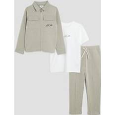 Boys Other Sets Children's Clothing River Island Boys Textured Jacket 3 Piece Set - Beige