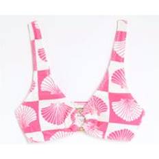 River Island Pink Shell Print Textured Cami Bikini Top