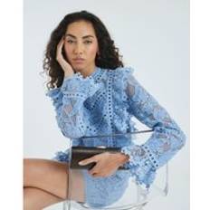 River Island Premium Lace Long Sleeve Top - Blue