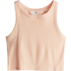 H&M Tank Top With Raised Print - Peach (1240335003)