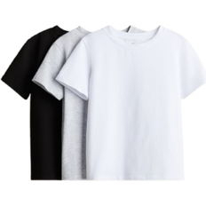 H&M Cotton Tops 3-pack - Light Grey/Black (1282043003)