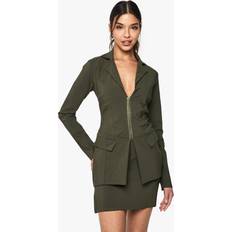 Flare Blazers boohoo Bengaline Fitted Hook And Eye Blazer - Khaki