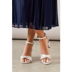 Wide Fit Sophia Soft Twist Low Block Heel Sandals - Silver