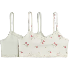 H&M Lace-Trimmed Crop Tops 2-pack - Cream/Raspberries (1196145011)