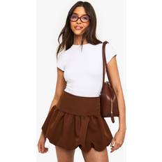 Clothing boohoo Woven Puffball Detail Mini Skirt - Brown
