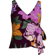 Purple - Women Tankinis Lands' End Side Tie Wrap Tankini Top - Multi
