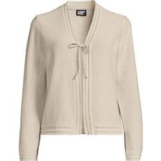 Dam - Linne Koftor Lands' End Linen Cotton Blend Tie Front Cardigan - Natural