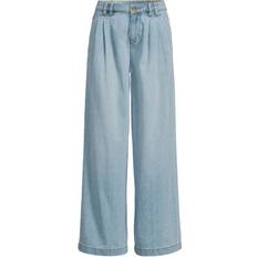 Pleats Jeans Lands' End Lightweight Wide Leg Pleated Jeans - Light Blue