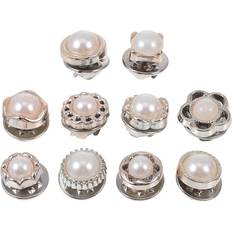 White - Women Brooches Kikidex Buttons Women Shirt Brooch Buckle Decorate - White