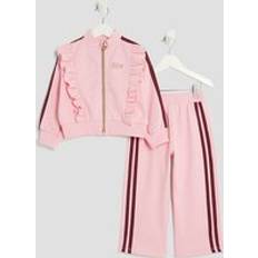 Pink Tracksuits Children's Clothing River Island Mini Girls Pink Frilled Taped Tracksuit Set