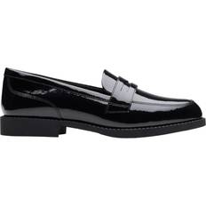 Clarks Low Top Shoes Children's Shoes Clarks Tapa Edge Youth Leather Loafers - Black
