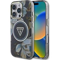 Guess IML Glitter Magnolia Triangle Logo Fodral iPhone 16 Pro