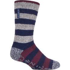 Cashmere Underwear Heat Holders Mens Striped Fleece Lined Non Slip Thick Slipper Socks - Grey