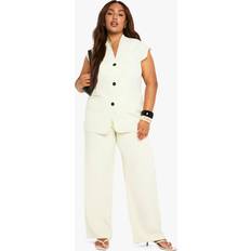 Women - Yellow Trousers boohoo Plus Tailored Wide Leg Trouser - Yellow