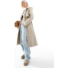 Midi Trench Coat With Belt - Neutral