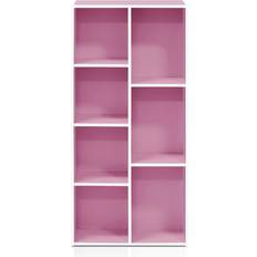 Pink Book Shelves Furinno Luder 7 White/Pink Book Shelf 105.9cm