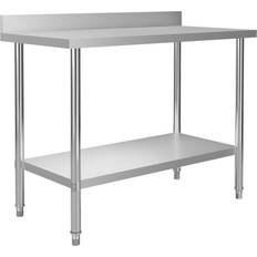 Fregaderos de cocina vidaXL Mesa trabajo cocina y salpicadero acero inoxidable 120x60x93 cm