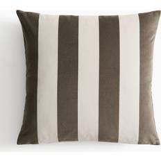 H&M Striped velvet Cushion Cover White, Green (50x50cm)