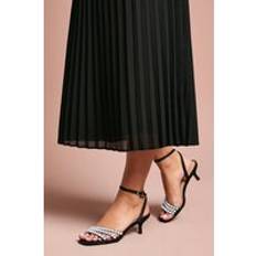 Coast Satin Pearl Detail Kitten Heel Sandals - Black