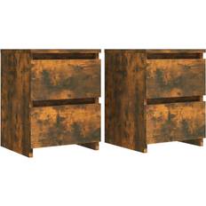 vidaXL 815328 Smoked Oak Bedside Table 30x30cm 2pcs