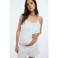 Blommiga Gravid- & Amningskläder H&M Vit Blommig Bomullsmuslin Pyjamas XL