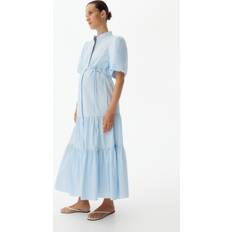 H&M Mama Stufenkleid Baumwolle Hellblau XS
