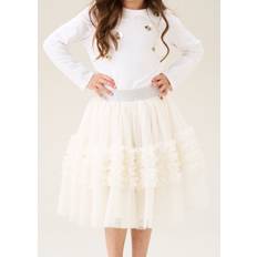 Girls Skirts Angel & Rocket Kids Metallic Tiered Ruffle Mesh Skirt White