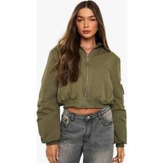 Jackets boohoo Contrast Hood Bomber Jacket - Green