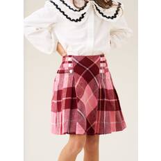 Checkered Skirts Children's Clothing Angel & Rocket Girls Pink Pleated Check Skirt