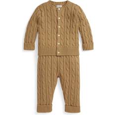 Polo Ralph Lauren Trøjer Børnetøj Polo Ralph Lauren Cottoncbl Swtr Set Cardigan Bukser Strik Classic Camel