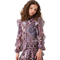 Purple Blouses & Tunics Children's Clothing Angel & Rocket Boho Print Frill Sleeve Blouse Purple